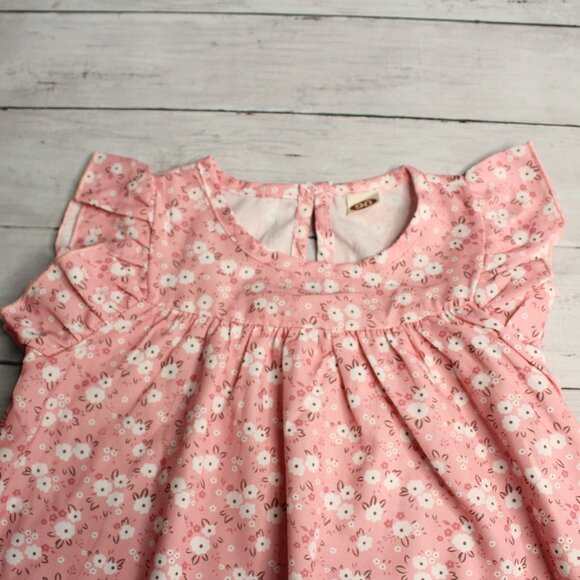 Baby Girl's Dress Size 24 Months Pink Floral Flutter Sleeve Summer - Picture 4 of 5